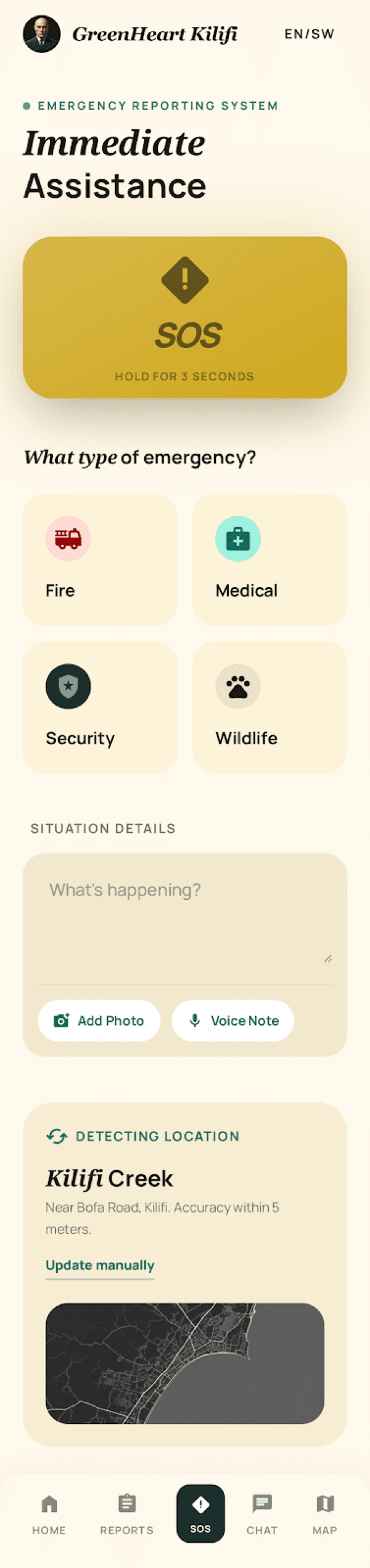 Report screen